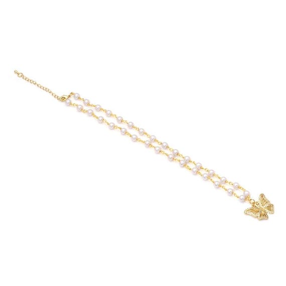Gold Pearl Butterflynecklace,Sku#Ef286