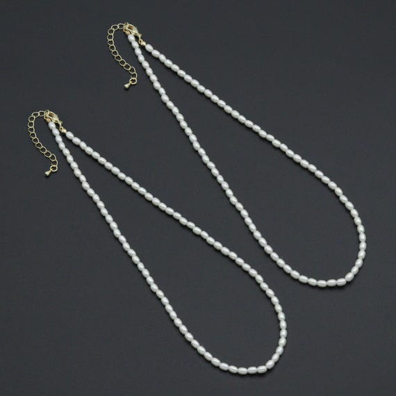 Rice Shape Pearl necklace , Sku#EF797