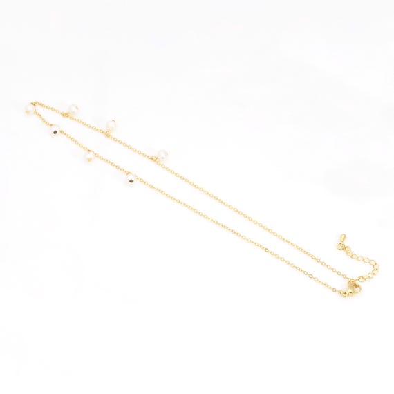 Freshwater Pearl Dainty Gold Necklace,Sku#Ef278