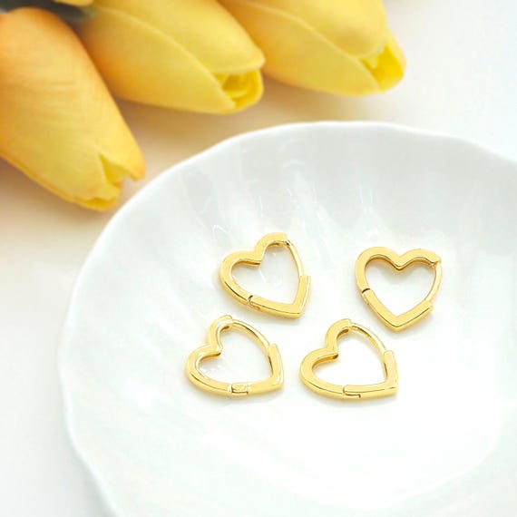 The 18K Gold Heart Shape Huggie Earring, Earring Hook, Earring Component,17X16Mm, Sku#Ld59