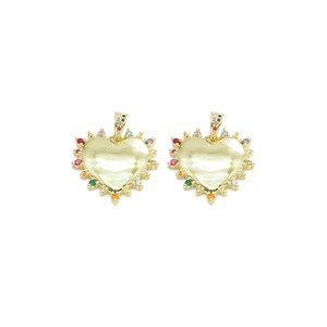 Colorful Cz Spike Heart Charm, Sku#Lx411