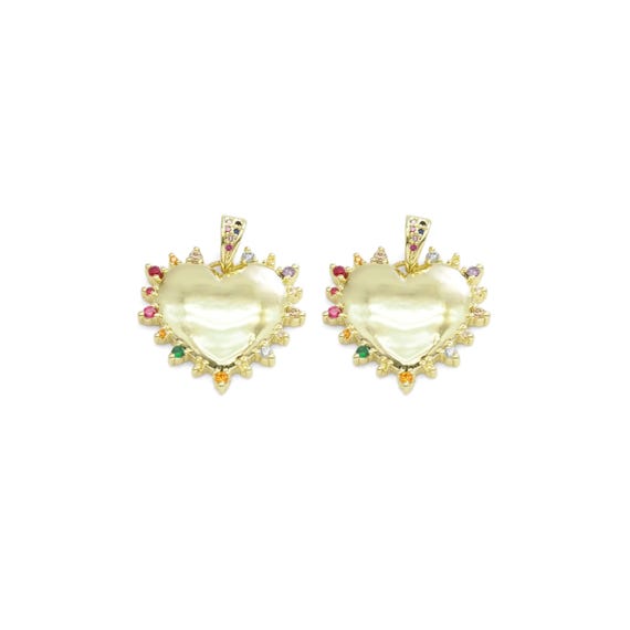 Colorful Cz Spike Heart Charm, Sku#Lx411