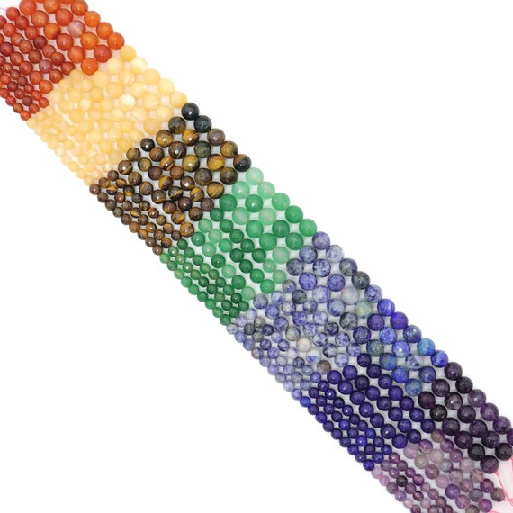 Chakra Round Faceted Beads, Sku#U2353