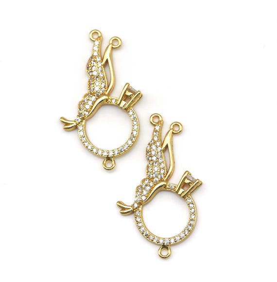 Cz Micro Pave Dolphin On Round Ring Shape Pendant, 18K Gold Filled Dolphin Charm, Necklace Bracelet Charm Pendant, Sku#Lk553