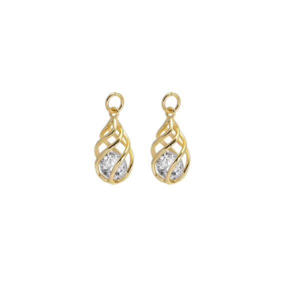 Swirled Teardrop Cage Pendant With Diamond Inside, Sku#Lx298