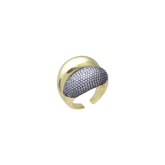 Cz Dual Color Dome Statement Ring, Sku#Lx548