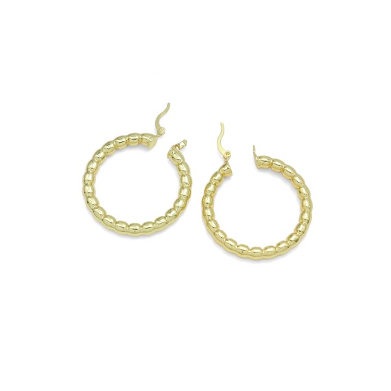 Light Weight Gold Ball Link Hoop Earrings, Sku#Ld564