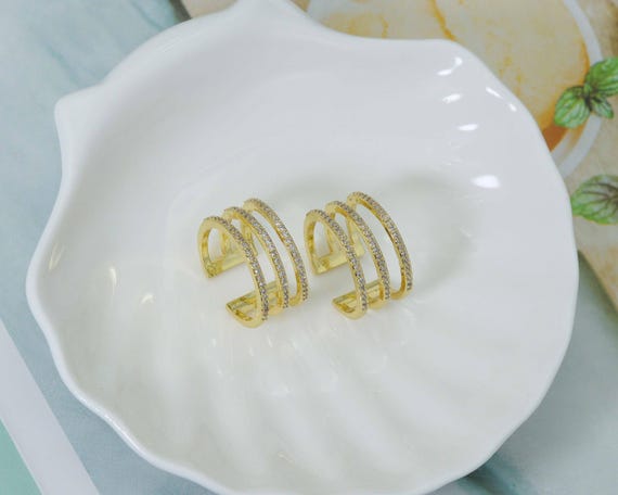 Cz Three Lines Adjustable Ring, Sku#Ld208