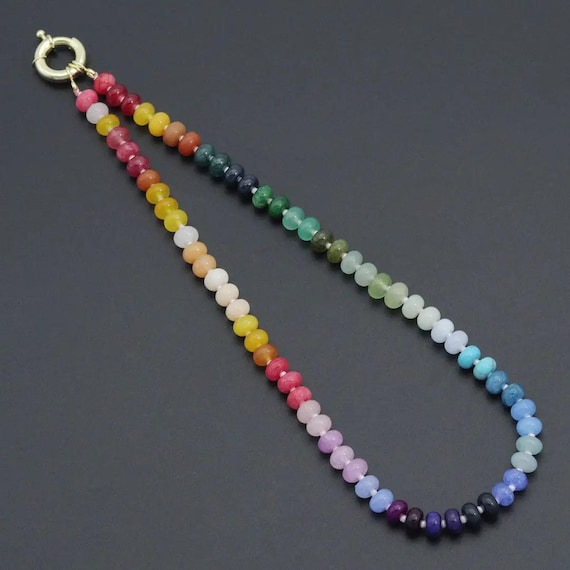 Natural Roundelle Gemstone Rainbow necklace, SKU# EF762