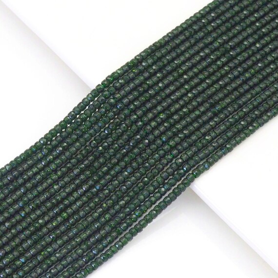 Green Goldstone Faceted Rondelle Beads, 2x3mm, Sku#U1634