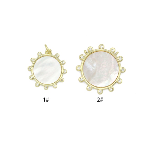 Mother of Pearl Sunburst Mirror  Charm Pendant, Sku#LK1306