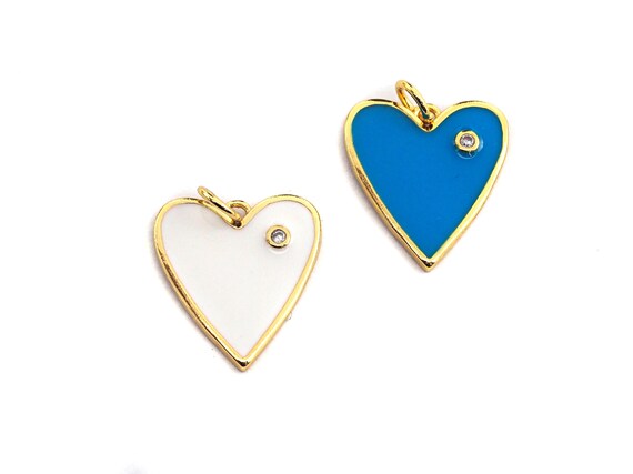 Enamel Heart Pendant With Cz, Heart Pendant, 16X18Mm,Sku#Z412