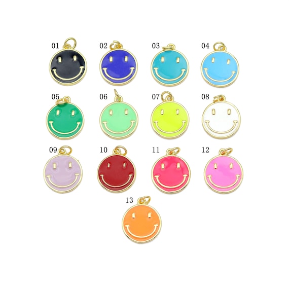 Enamel Colorful Cute Smiley Face Shape Pendant,Enamel Charm,Enamel Jewelry Findings,15X17Mm,Sku#Lk275