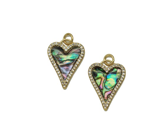 Gold Heart Pearl Charm, Sku#L664