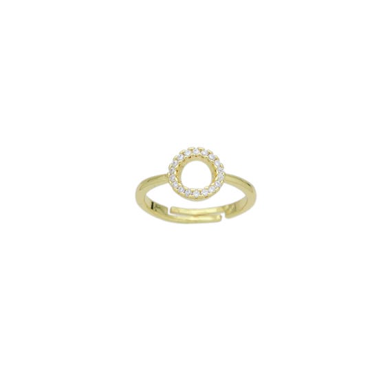 Dainty Cz Circle Ring Statement Adjustable Ring, Sku#Ld584