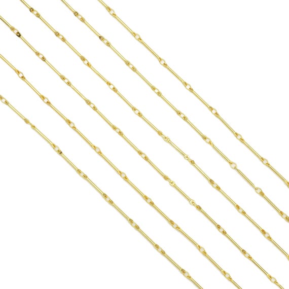 Gold Dainty Bar Link chain by Yard, Y865