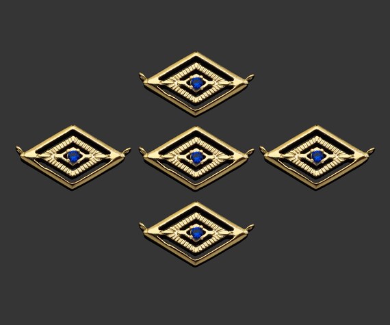 Gold Filled Cobalt Cz Micro Pave Evil Eye Rhombus Shape Pendant,14K Gold Filled Evil Eye Charm, Necklace Bracelet Pendant,11X19Mm,Sku#Cp26