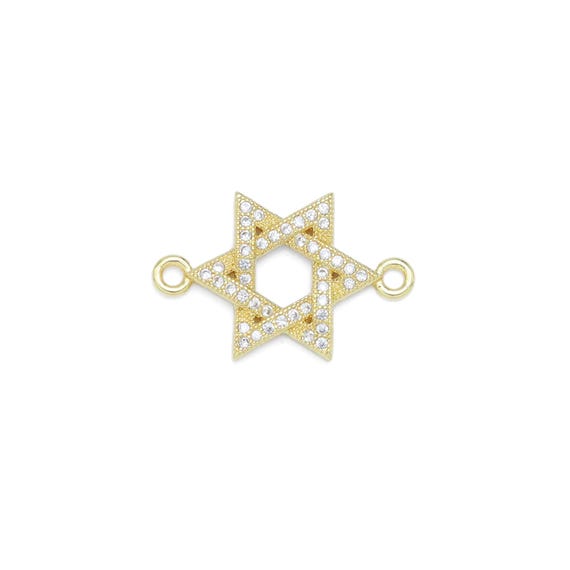 Cz Pave Jewish Star Of David Connector Charm Pendant, Sku#Lx602