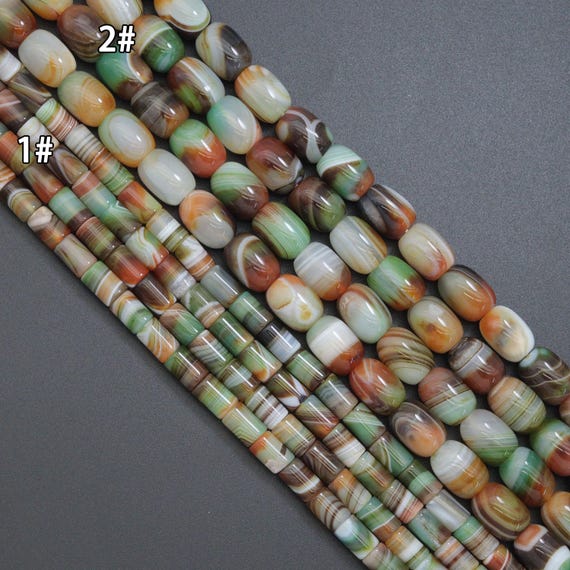 Green Brown Red Cylinder/Barrel Agate, Sku#U2356