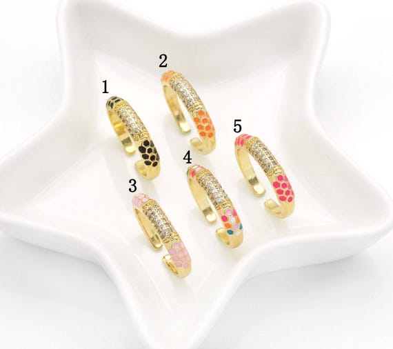 Enamel Gold Colorful Snake Scales Patten Ring, Sku#JL156