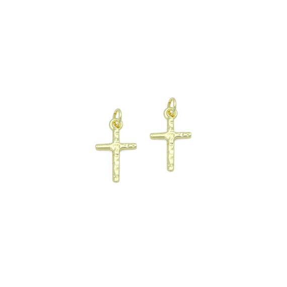 Hammered Gold Cross Charm Pendant,Sku#Lx857