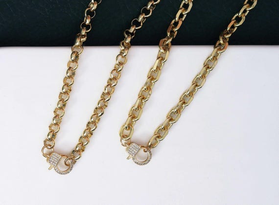 Chunky Square Rolo Chain Necklace, Sku#Cl11