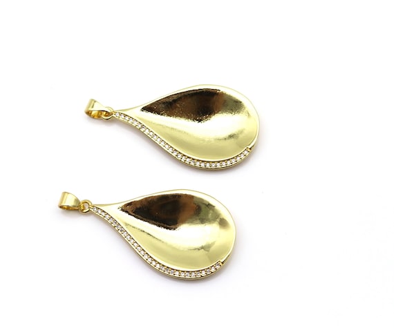 Cz Micro Pave Teardrop Spoon Shape Pendant, 18K Gold Filled Spoon Charm, Necklace Bracelet Charm Pendan,Sku#Lk510