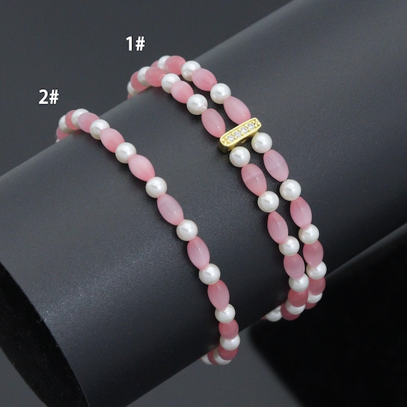 Pink Cat's Eye Mother of Pearl Stretchy bracelet, sku#EF648