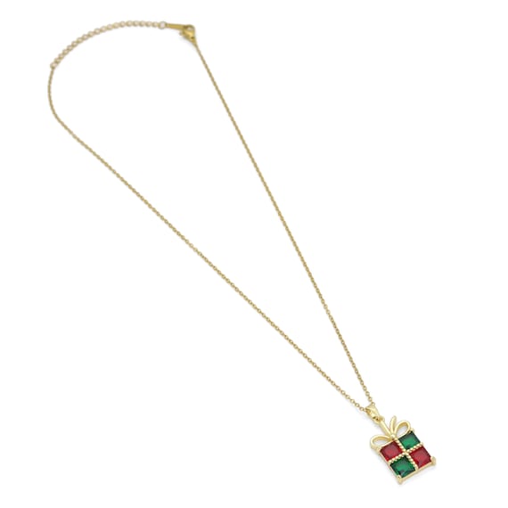 Christmas Gift box Pendant Link Chain Necklace , sku#LX964