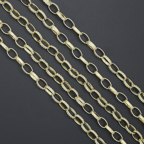 Wholesale Hammered Thick Oval link Stainless Steel Gold Chain, sku#LX903