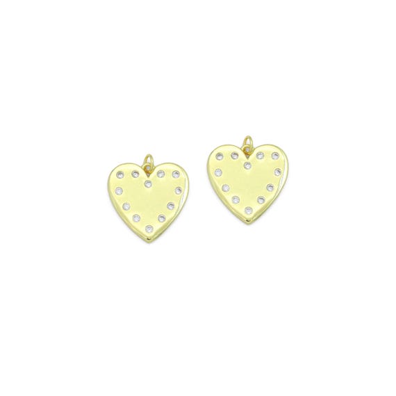 Clear CZ Round Heart Pendant charm, Sku#LX898