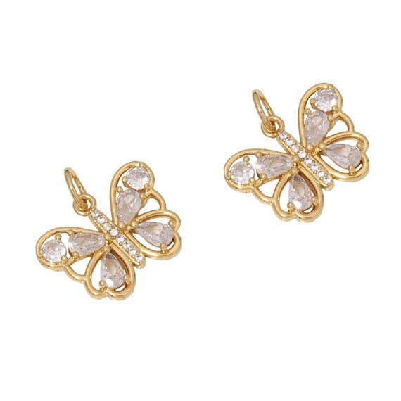 Cz Gold Butterfly Charm, Sku#Lx203