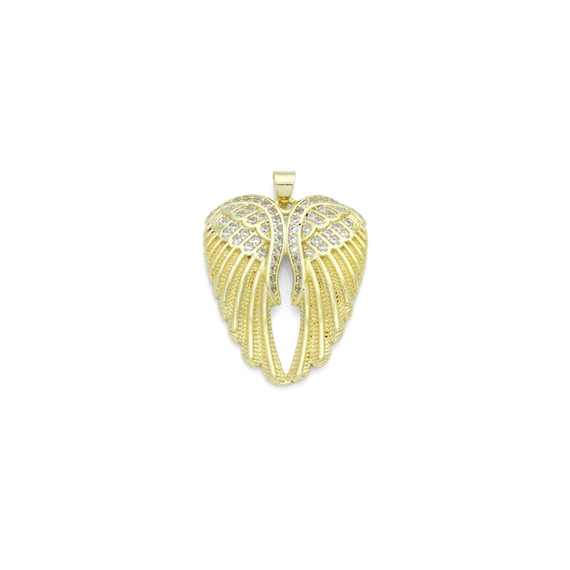 Cz Gold Angel Wings Charm Pendant, Sku#Lk1201