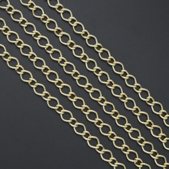 Wholesale Hammered Twsited Oval Link Gold Chain, sku#LX904