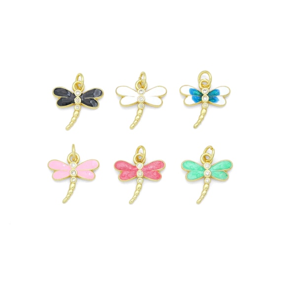 Colorful Enamel Dragonfly charm For Necklace Bracelet Jewelry Making Supply, Sku#LD767