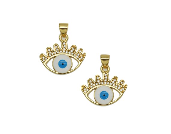 Cz Enamel Evil Eye Charm, Sku#Jl97