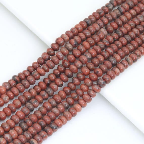 The 4x6mm Smooth Rondelle Sesame Jasper Beads, Sku#U2059