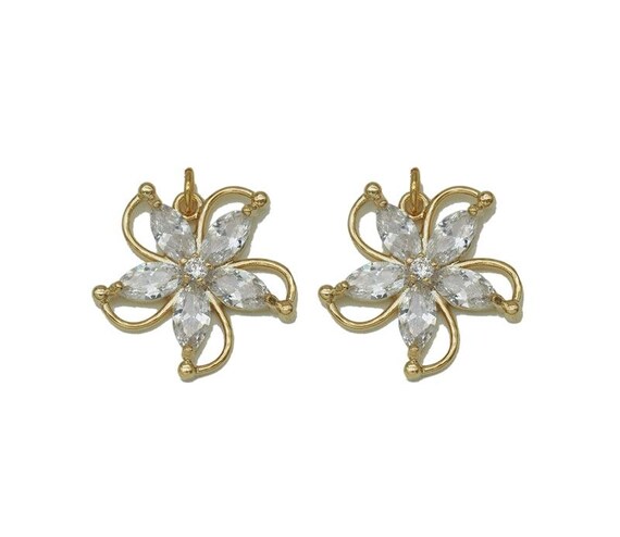 Gold Crystal Flower Charm, Sku#Zx90