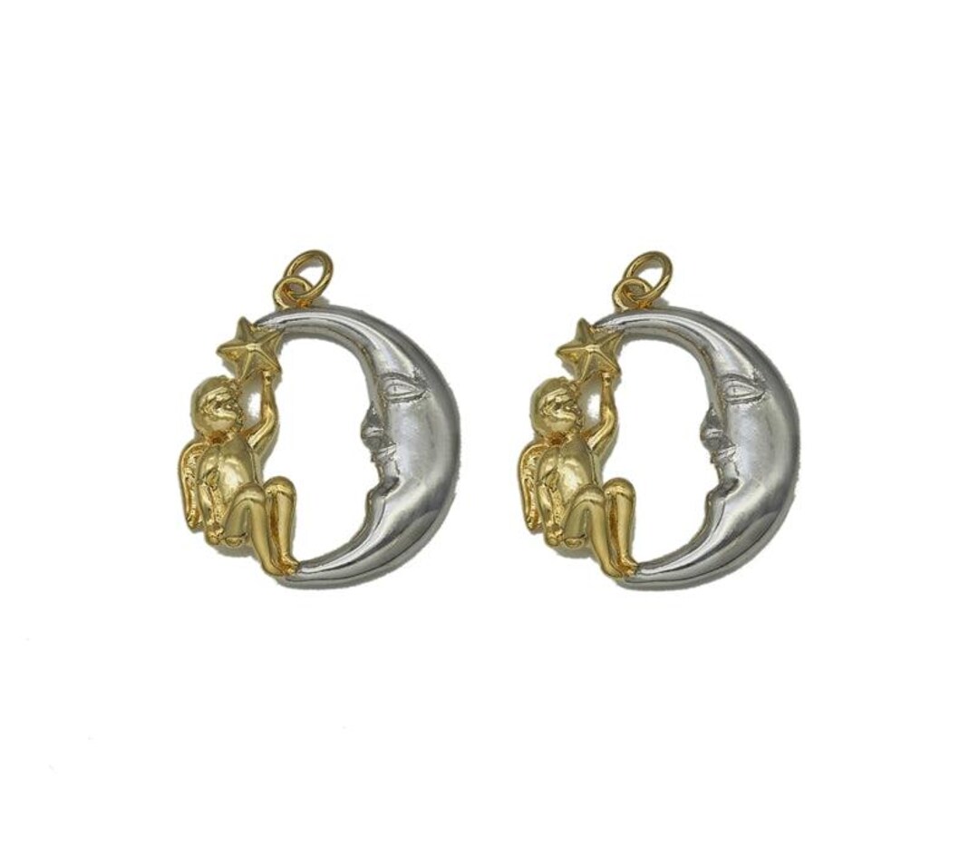 Gold Angel With Silver Cresent Moon Charm, Sku#z1454 - Etsy