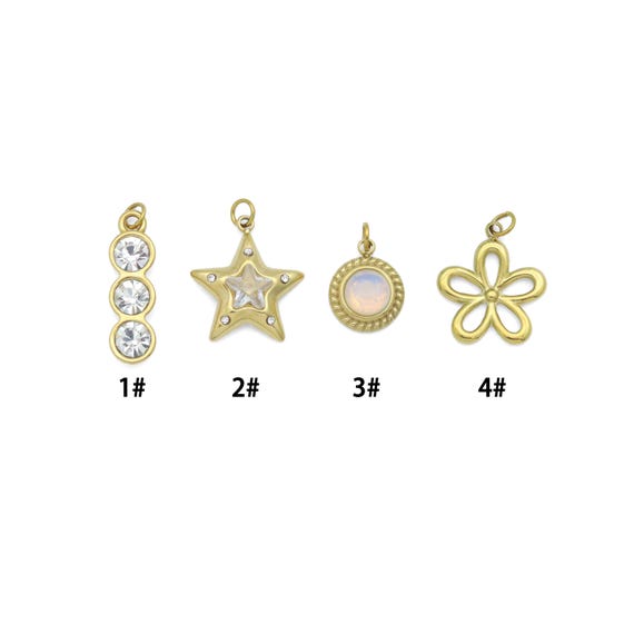 Three dots CZ, Star, Opal Coin, Flower Shape charm, Sku#LX897