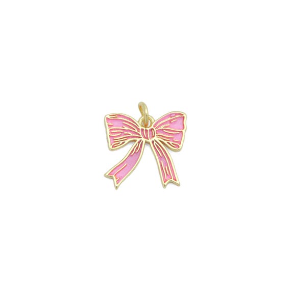 Pink Enamel Bow Charm Pendant,Sku#Lk1209