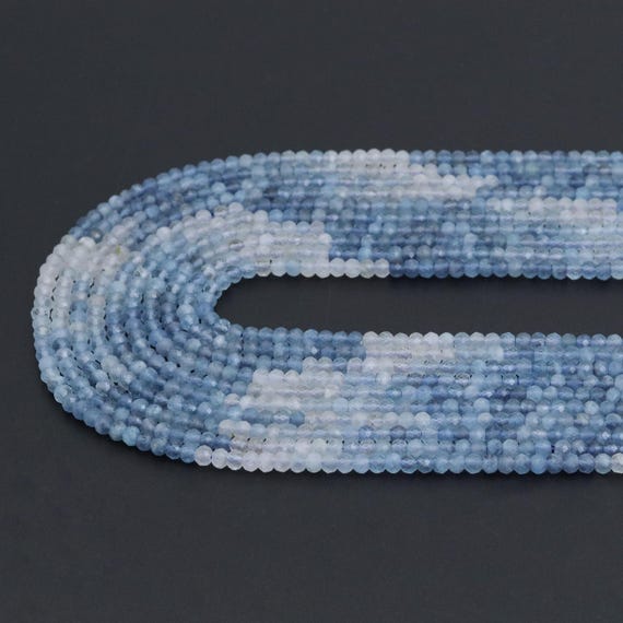 The 3x4mm Aquamarine Faceted Rondelle Beads, Sku#U2092