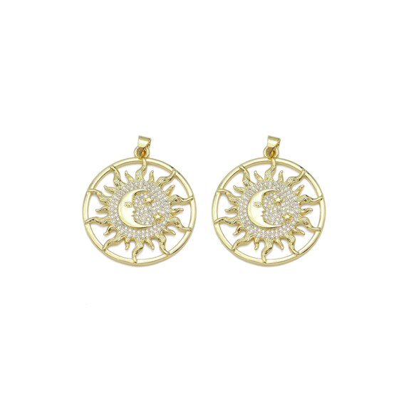 Cz Sun Cresent Moon Star Charm, Sku#Lk917