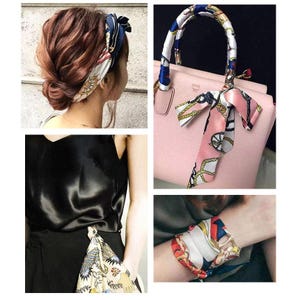 Asssorted colors Narrow scarf for scarf necklace making, hair&bag scarves accessories, EF808s image 4