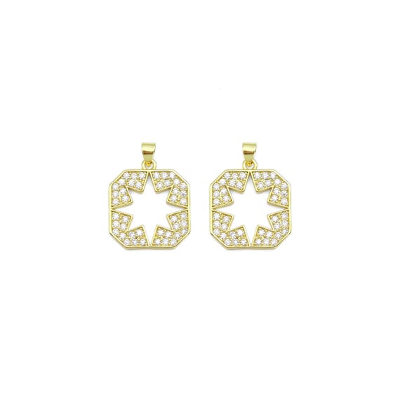 Cz Hollow Out Star On Square Tag Charm, Sku#Lk928