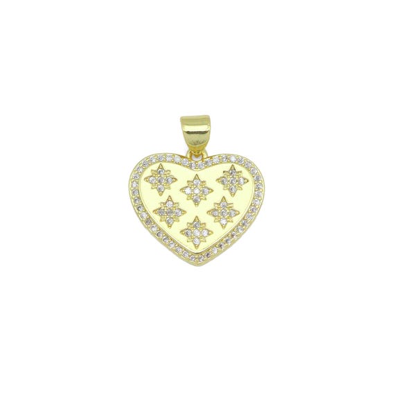 Star Cz On Heart Charm Pendant, Sku#Lx774
