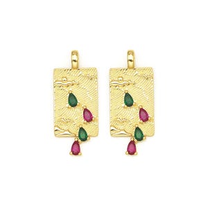 Teardrop Cz Rectangle Charm, Sku#Lk585
