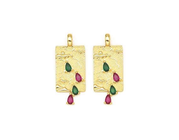 Teardrop Cz Rectangle Charm, Sku#Lk585