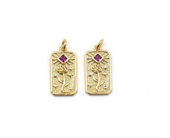 Cz Rose Flower Charm, Sku#Lk536