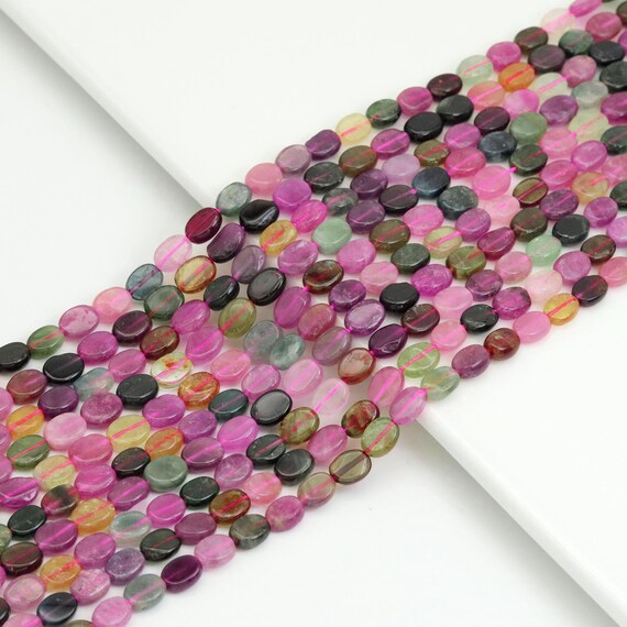 The 6x8mm Multicolor Tourmaline Flat Oval Beads, Sku#U1937